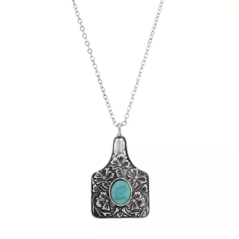 'Floral Cowtag' Attitude Necklace