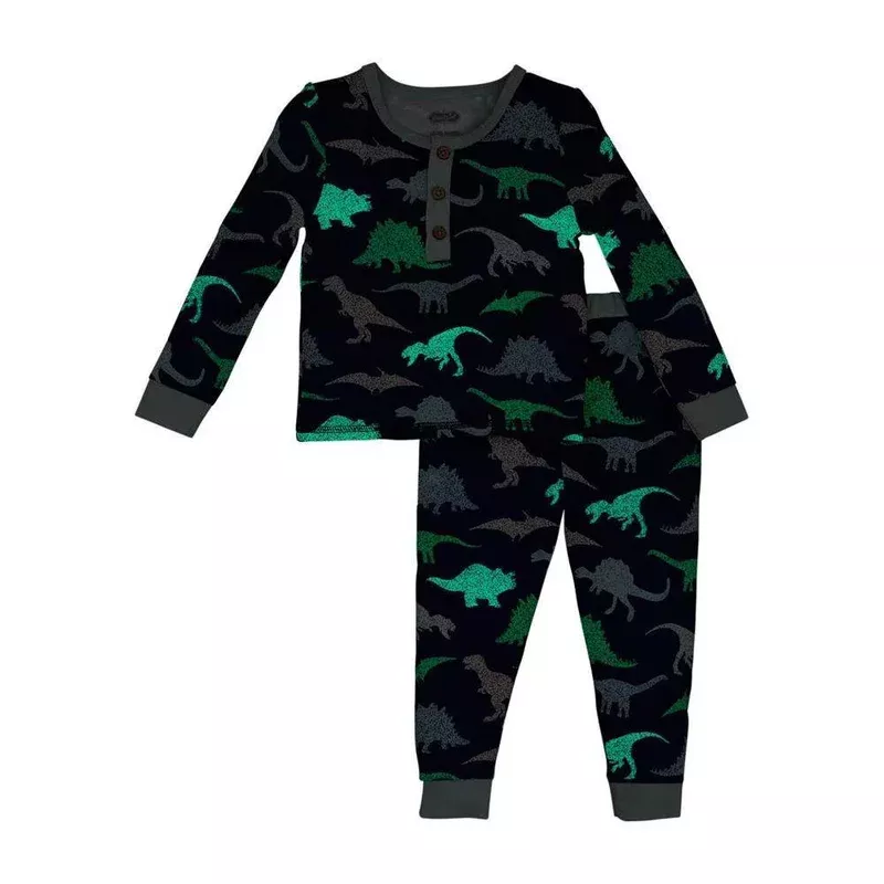 Mud Pie Boy’s Glow Blue Dino PJ Set