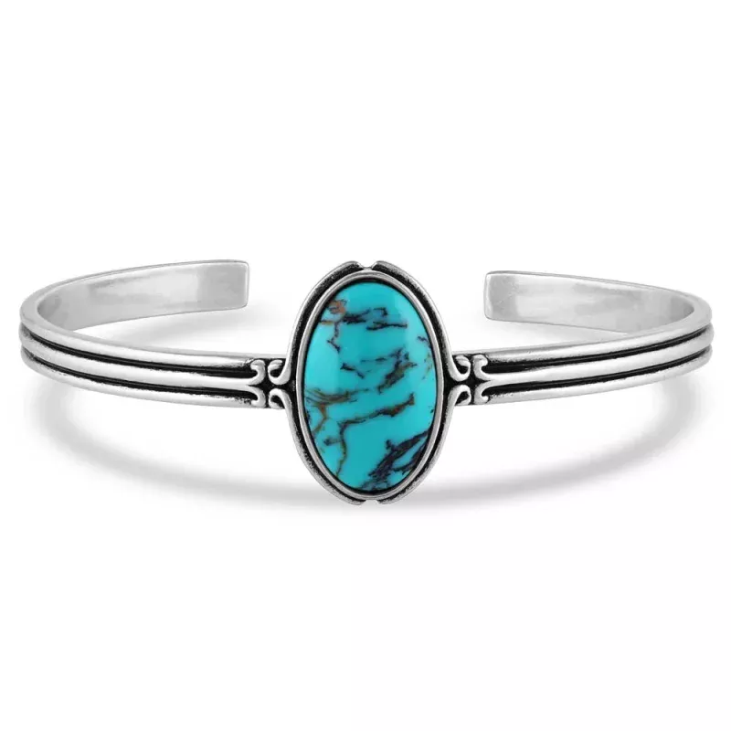 'Oasis Waters' Oval Turquoise Cuff Bracelet