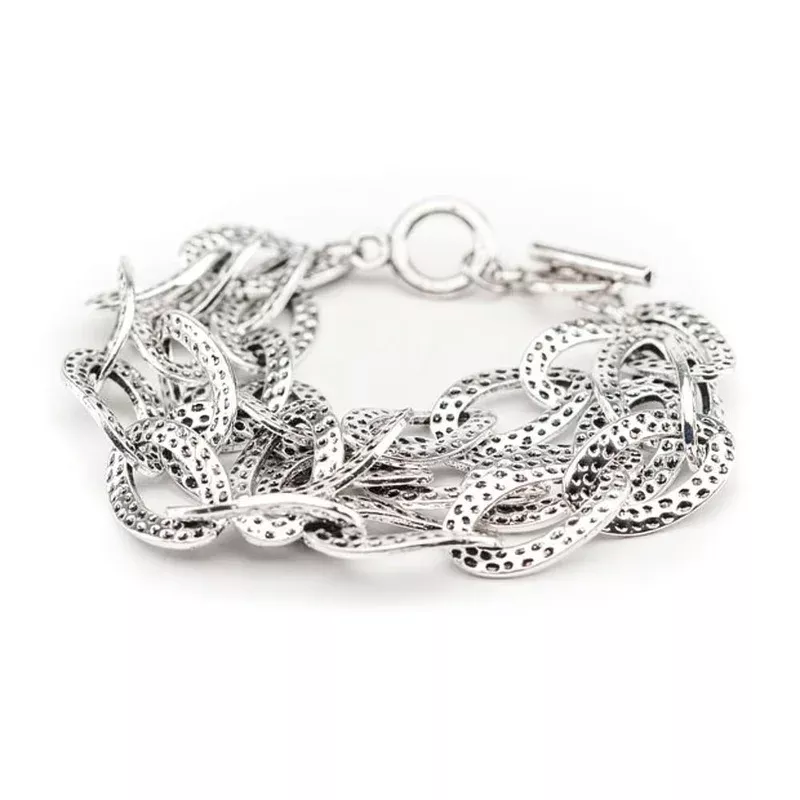 West And Company Hammered Silver 3 Strand Bracelet
