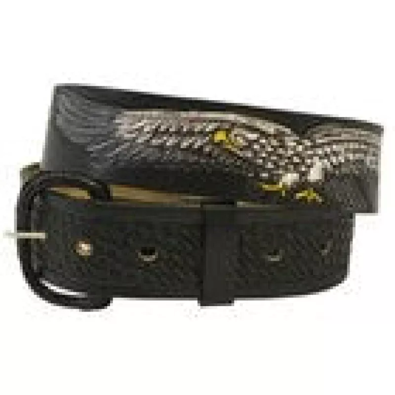Western Express Black Leather Eagle Belt w/ Silver conchos