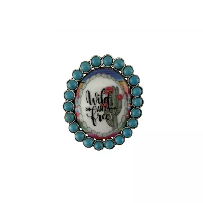 'Wild And Free' Cactus Pop-Up Phone Grip Stand Turquoise